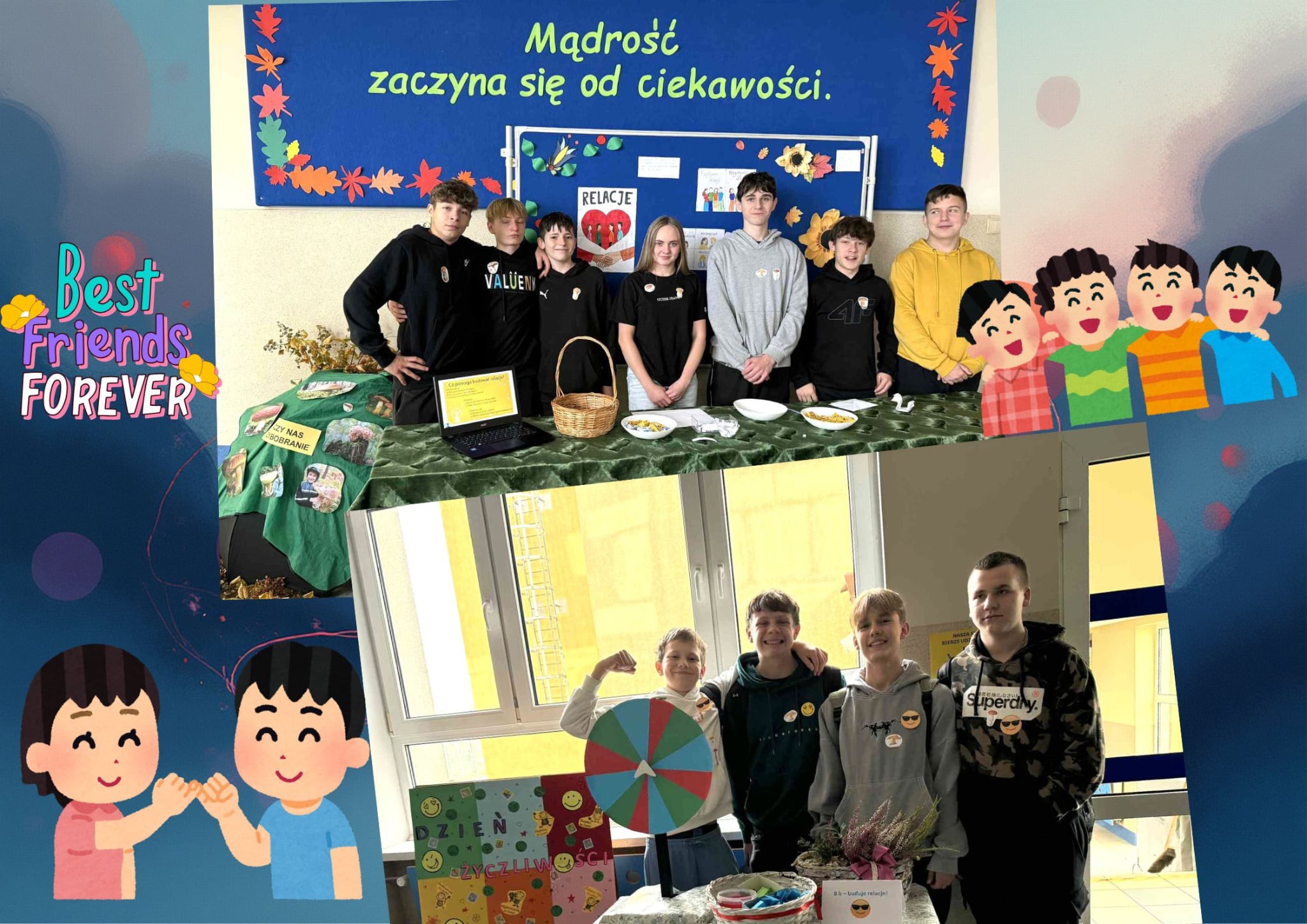 Stoisko konkursowe klasy 8a i 8b podczas dnia życzliwości.